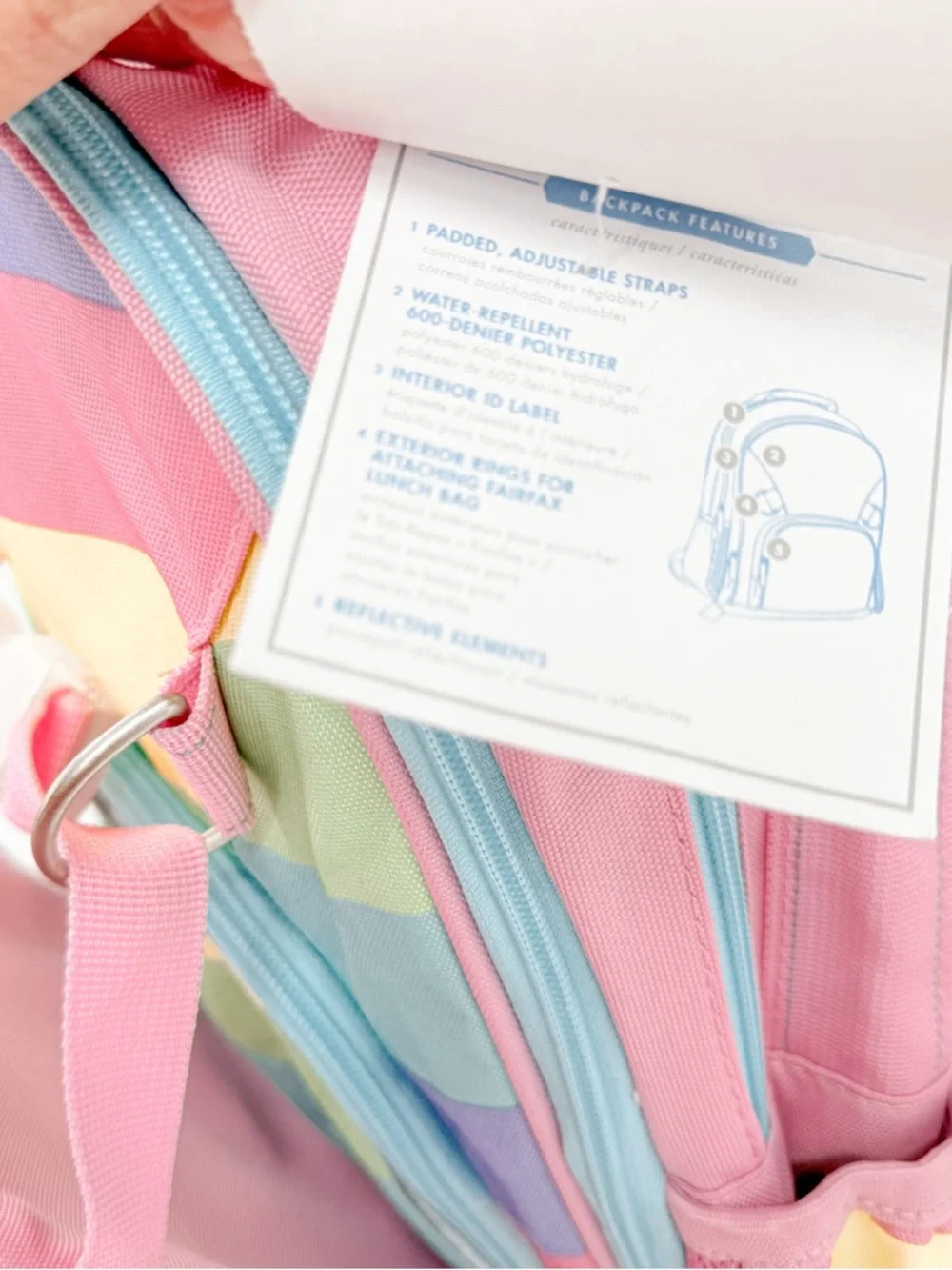 Pottery Barn Kids Pastel Stripe Backpack - Pink, Lavender & Mint